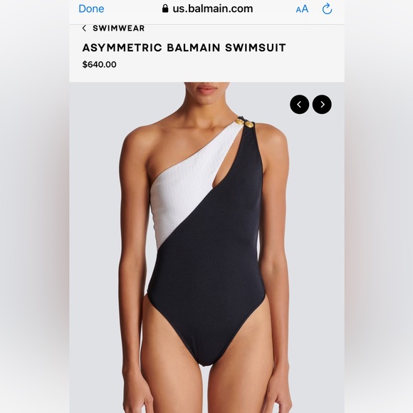 BALMAIN***Sequined Assymetrical One-Piece Swimsuit***US 4 $640 - Picture 4 of 10